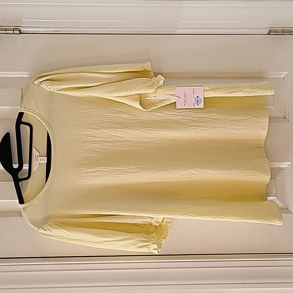 LC LAUREN CONRAD WOMEN'S PLUS SIZE YELLOW SHORT SLEEVE TOP SIZE OX